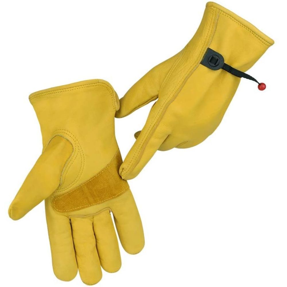 Leather gardening gloves